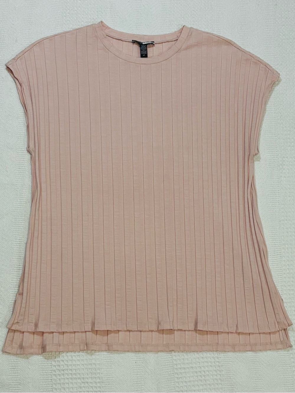 EUC! Eileen Fisher Blush Pink Wide Rib Tencel Stretch Knit Top - size S